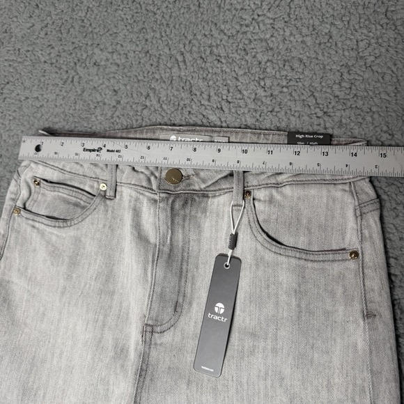 Tractr Jeans Womens Gray Denim Slim Fit High Rise Corp Slit‎ Distressed Hem 8/29 - Picture 6 of 10
